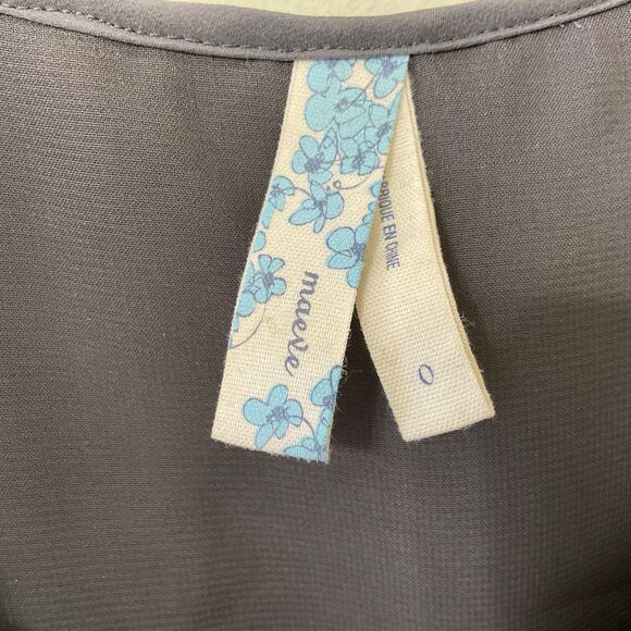 Anthropologie Maeve Grey Ruffle Silk Paisley Sleeveless Dress sz. 0 mixed media - Picture 2 of 10